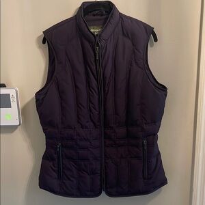 EDDIE BAUER Puffer Vest Premium GOOSE DOWN Full Zip Dark Purple Plum Womens Sz L